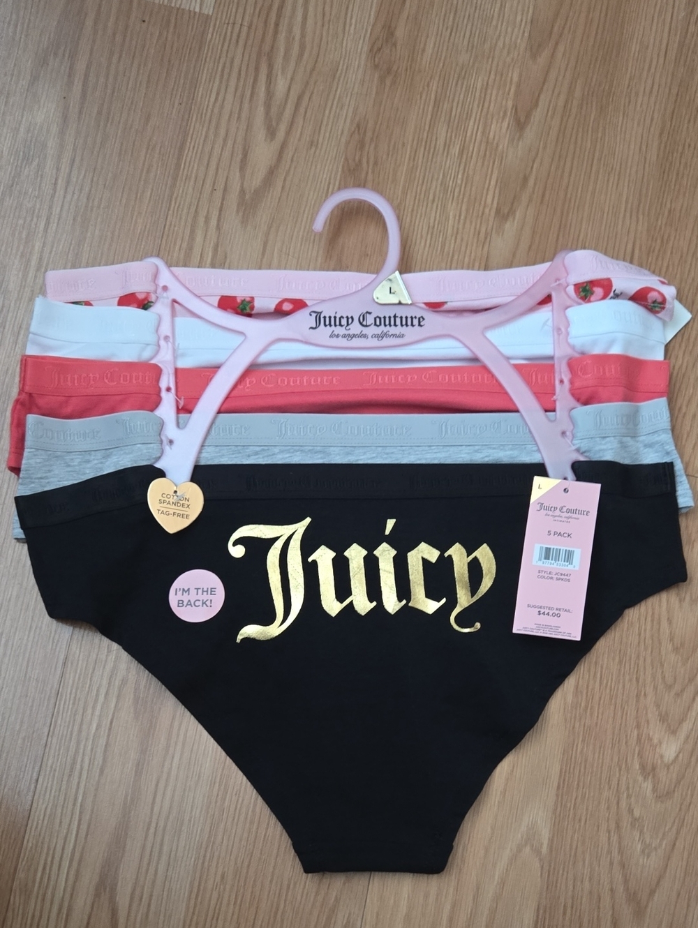 Juicy Couture Girls 5-Pack Bikini Briefs - Black, Pink, Red, Gray, White